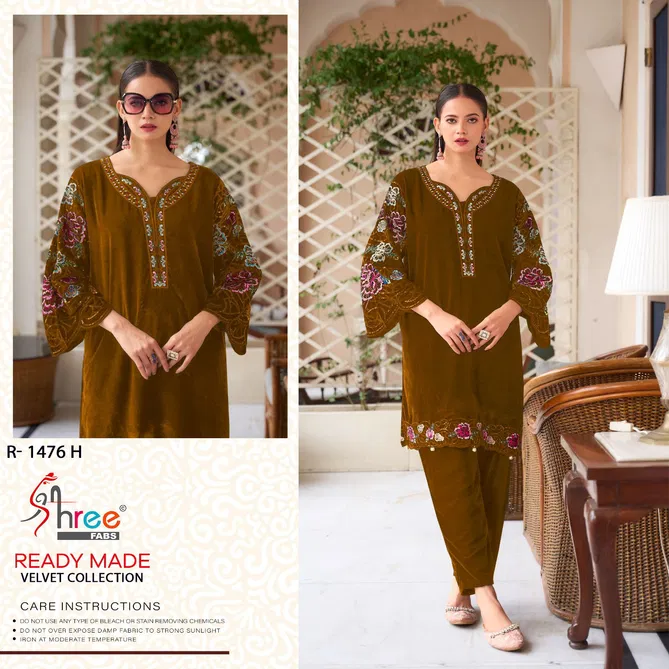 R 1476 By Shree Embroidery Velvet Pakistani Top With Bottom Wholesale Price In Surat
